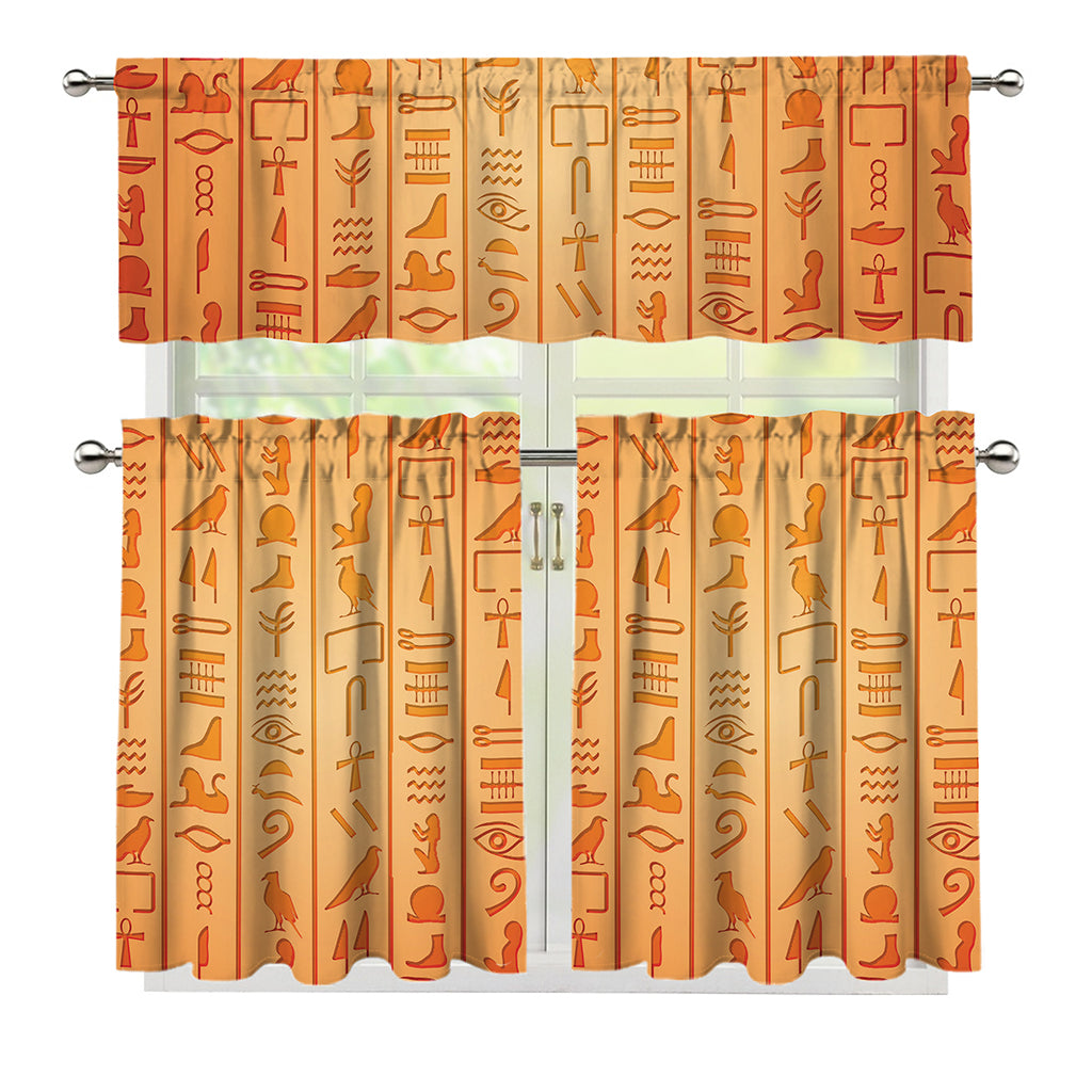 Egyptian Hieroglyphs Symbol Print 3 Piece Kitchen Curtains