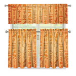 Egyptian Hieroglyphs Symbol Print 3 Piece Kitchen Curtains