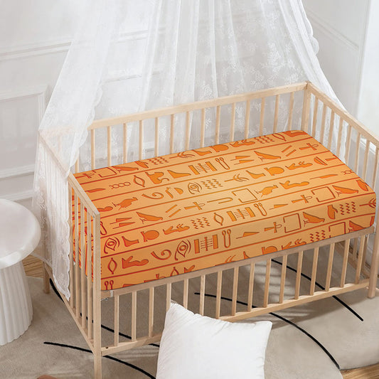 Egyptian Hieroglyphs Symbol Print Baby Crib Sheet