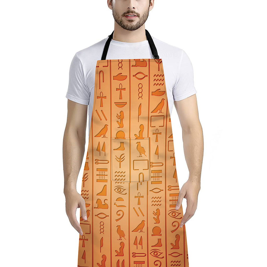 Egyptian Hieroglyphs Symbol Print Bib Apron With Pocket