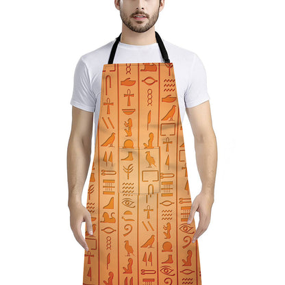 Egyptian Hieroglyphs Symbol Print Bib Apron With Pocket