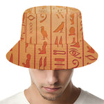 Egyptian Hieroglyphs Symbol Print Bucket Hat
