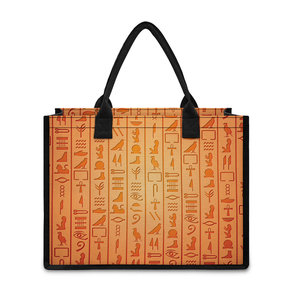 Egyptian Hieroglyphs Symbol Print Canvas Tote Bag