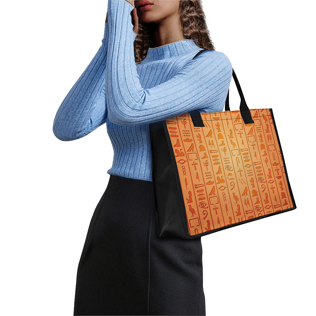 Egyptian Hieroglyphs Symbol Print Canvas Tote Bag