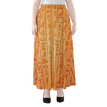 Egyptian Hieroglyphs Symbol Print Chiffon Maxi Skirt