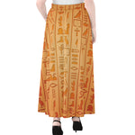 Egyptian Hieroglyphs Symbol Print Chiffon Maxi Skirt