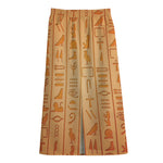 Egyptian Hieroglyphs Symbol Print Cotton Front Slit Maxi Skirt