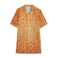 Egyptian Hieroglyphs Symbol Print Cotton Hawaiian Shirt