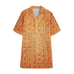 Egyptian Hieroglyphs Symbol Print Cotton Hawaiian Shirt