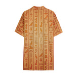 Egyptian Hieroglyphs Symbol Print Cotton Hawaiian Shirt