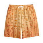 Egyptian Hieroglyphs Symbol Print Cotton Shorts