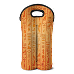 Egyptian Hieroglyphs Symbol Print Double Neoprene Wine Tote