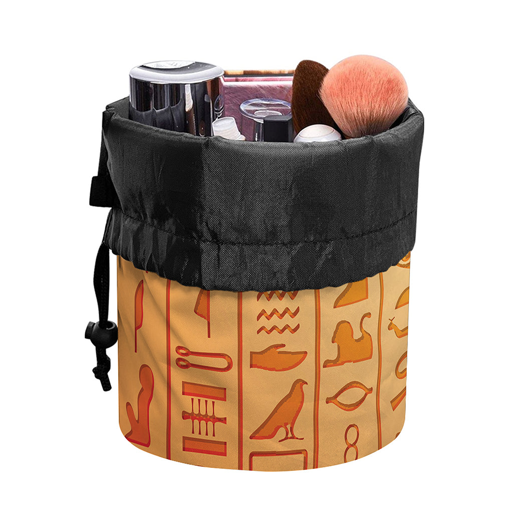 Egyptian Hieroglyphs Symbol Print Drawstring Makeup Bag