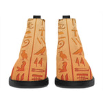 Egyptian Hieroglyphs Symbol Print Flat Ankle Boots