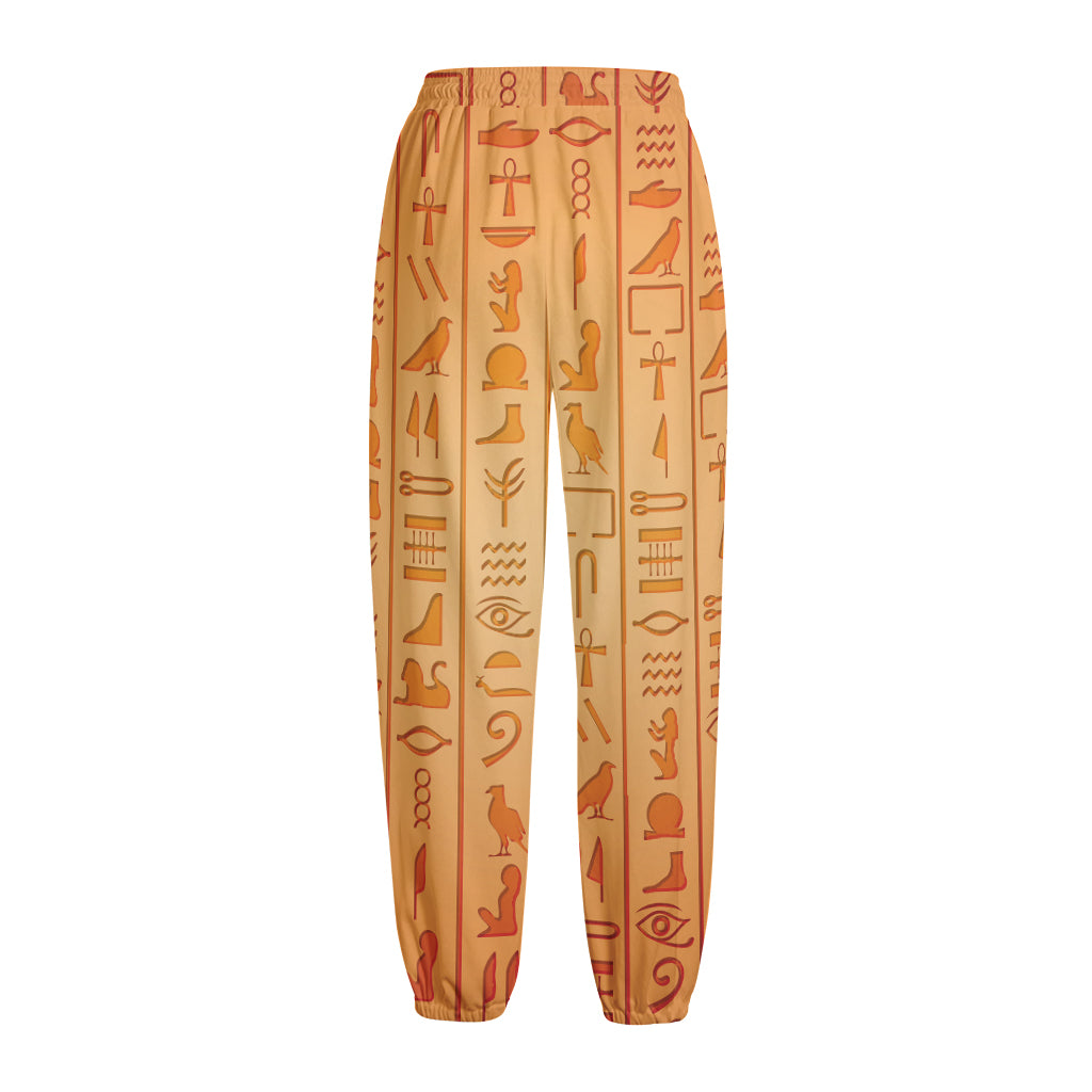 Egyptian Hieroglyphs Symbol Print Fleece Lined Knit Pants