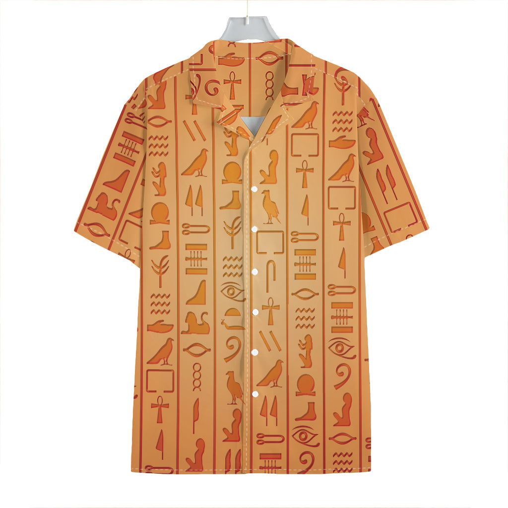 Egyptian Hieroglyphs Symbol Print Hawaiian Shirt