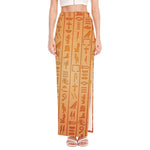 Egyptian Hieroglyphs Symbol Print High Slit Maxi Skirt