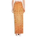 Egyptian Hieroglyphs Symbol Print High Slit Maxi Skirt