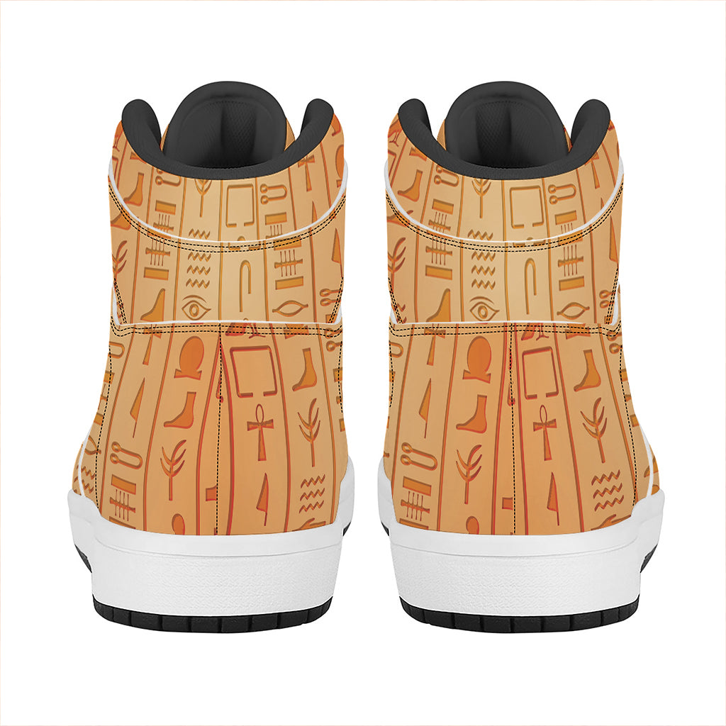 Egyptian Hieroglyphs Symbol Print High Top Leather Sneakers