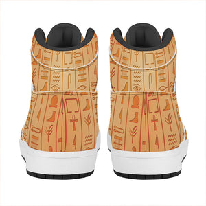 Egyptian Hieroglyphs Symbol Print High Top Leather Sneakers