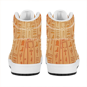 Egyptian Hieroglyphs Symbol Print High Top Leather Sneakers