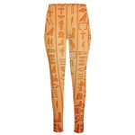 Egyptian Hieroglyphs Symbol Print High-Waisted Pocket Leggings