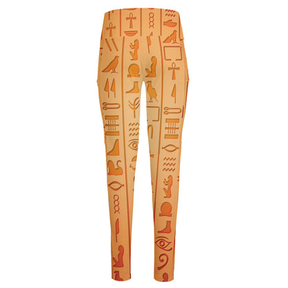 Egyptian Hieroglyphs Symbol Print High-Waisted Pocket Leggings