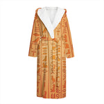 Egyptian Hieroglyphs Symbol Print Hooded Bathrobe