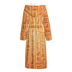 Egyptian Hieroglyphs Symbol Print Hooded Bathrobe