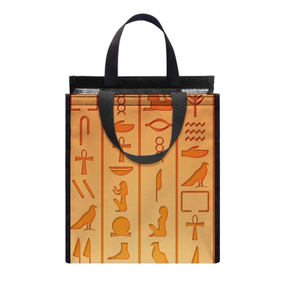 Egyptian Hieroglyphs Symbol Print Insulated Lunch Tote