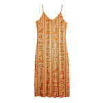 Egyptian Hieroglyphs Symbol Print Jersey Midi Cami Dress