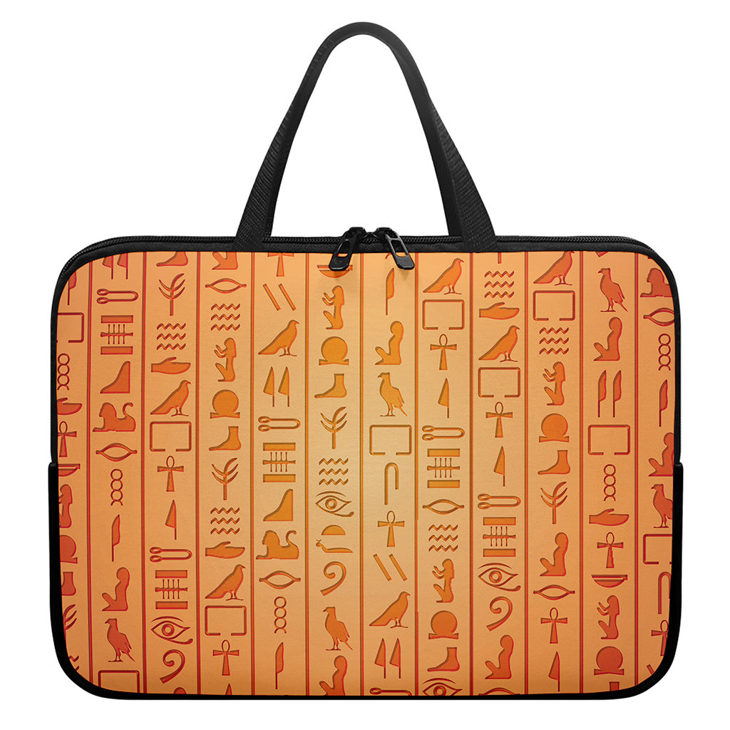 Egyptian Hieroglyphs Symbol Print Laptop Sleeve With Handle