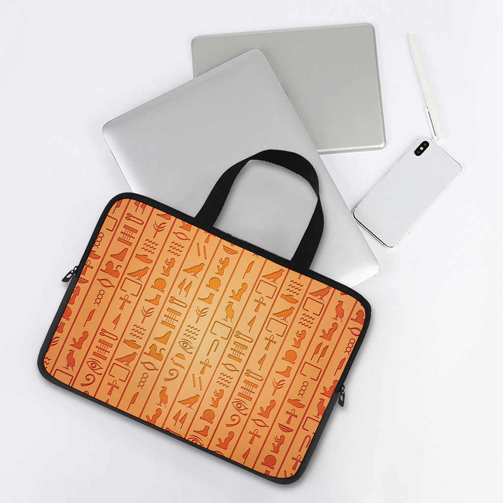 Egyptian Hieroglyphs Symbol Print Laptop Sleeve With Handle