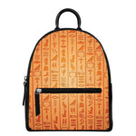 Egyptian Hieroglyphs Symbol Print Leather Backpack