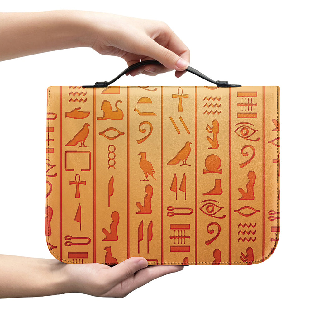 Egyptian Hieroglyphs Symbol Print Leather Bible Cover