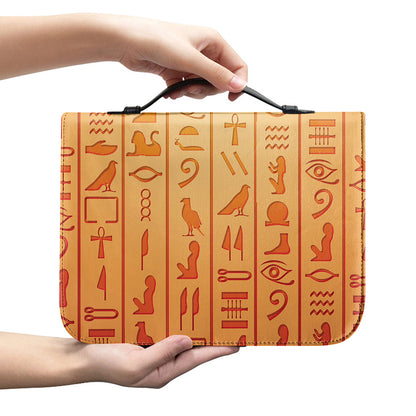 Egyptian Hieroglyphs Symbol Print Leather Bible Cover