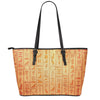 Egyptian Hieroglyphs Symbol Print Leather Tote Bag