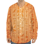 Egyptian Hieroglyphs Symbol Print Long Sleeve Baseball Jersey