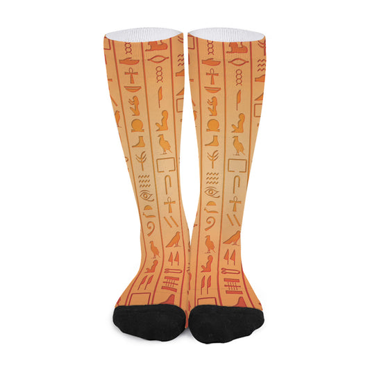 Egyptian Hieroglyphs Symbol Print Long Socks