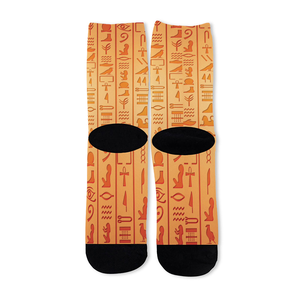 Egyptian Hieroglyphs Symbol Print Long Socks