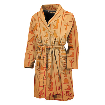 Egyptian Hieroglyphs Symbol Print Men's Bathrobe