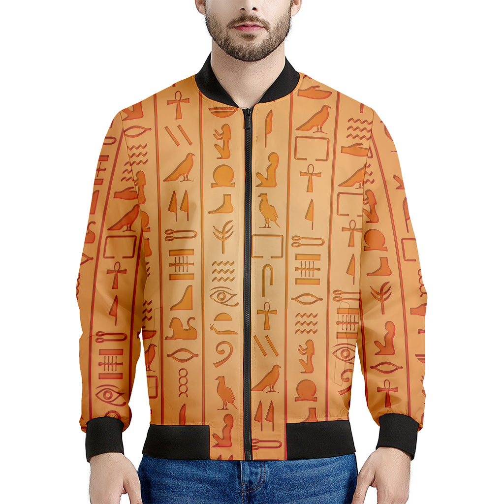 Egyptian Hieroglyphs Symbol Print Men's Bomber Jacket