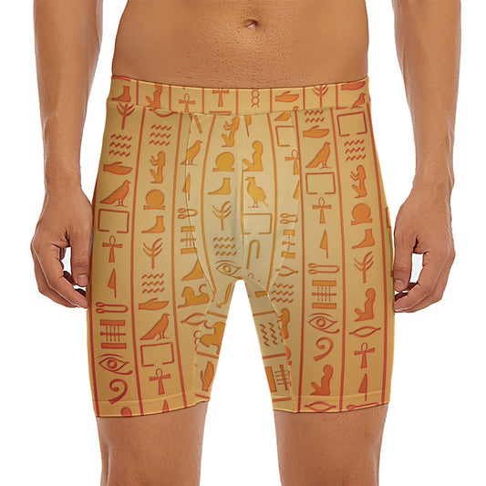Egyptian Hieroglyphs Symbol Print Men's Long Boxer Briefs