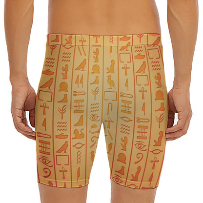 Egyptian Hieroglyphs Symbol Print Men's Long Boxer Briefs
