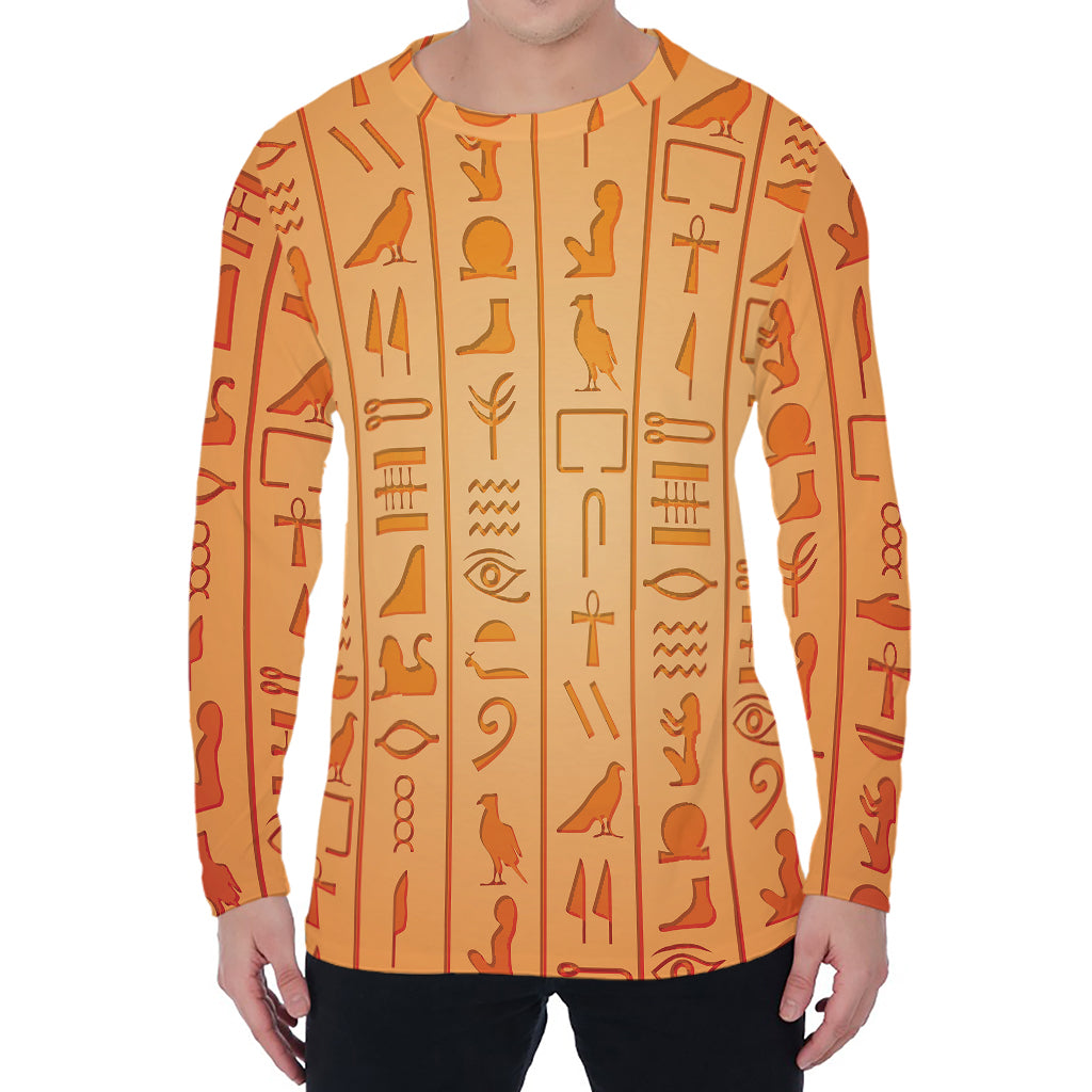 Egyptian Hieroglyphs Symbol Print Men's Long Sleeve T-Shirt
