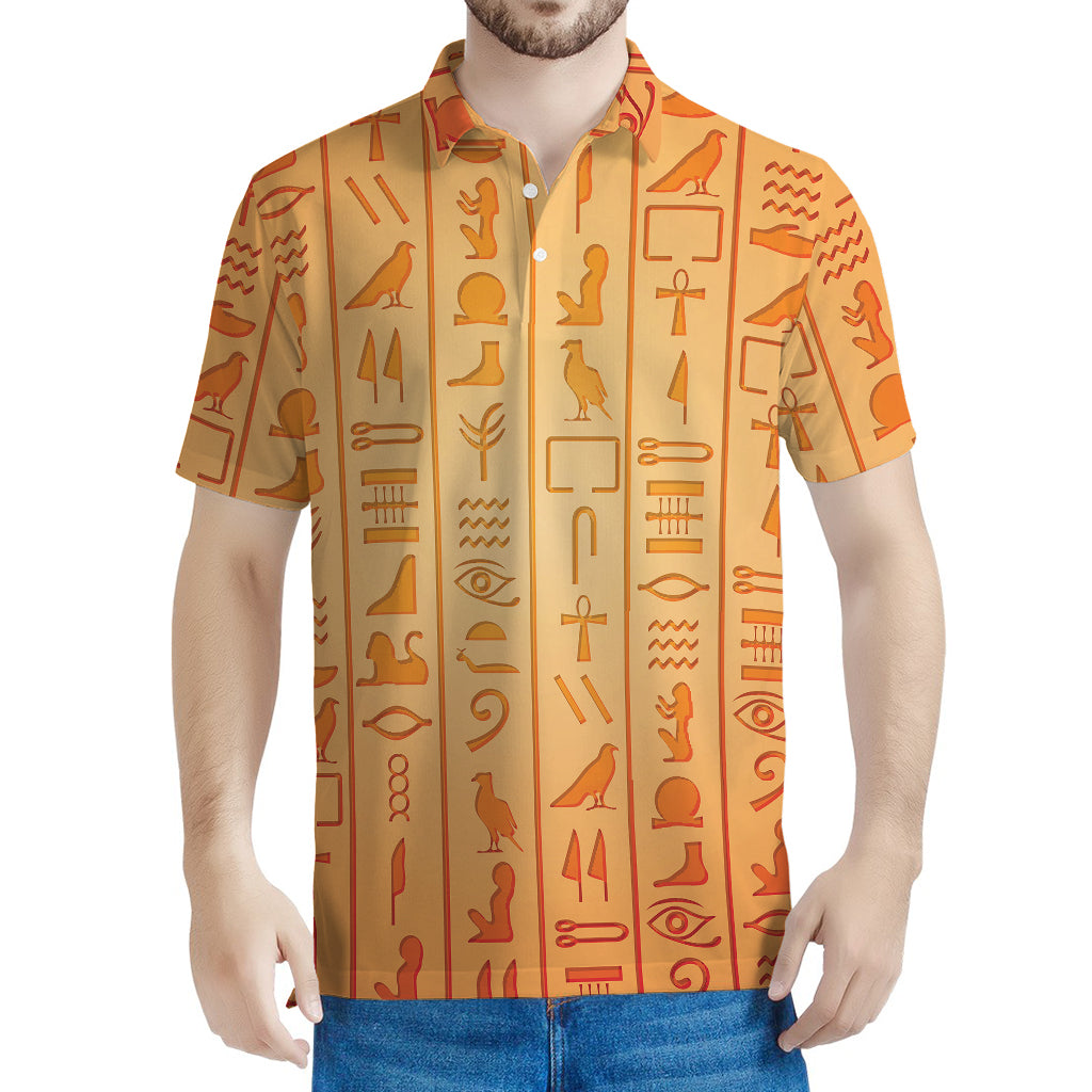 Egyptian Hieroglyphs Symbol Print Men's Polo Shirt