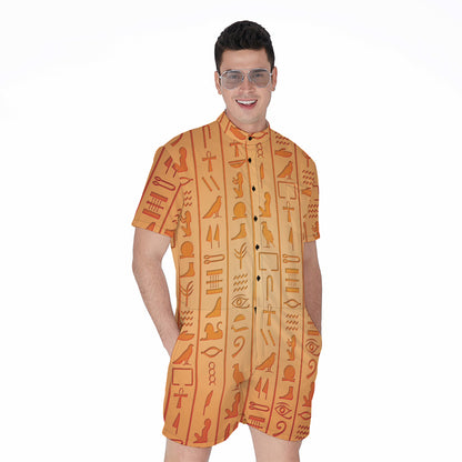 Egyptian Hieroglyphs Symbol Print Men's Rompers
