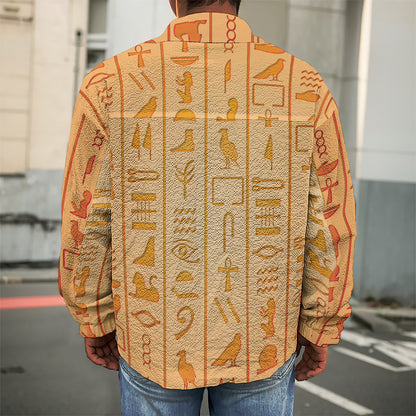 Egyptian Hieroglyphs Symbol Print Men's Shirt Jacket
