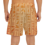 Egyptian Hieroglyphs Symbol Print Men's Split Running Shorts