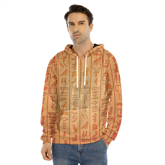 Egyptian Hieroglyphs Symbol Print Men's Velvet Pullover Hoodie